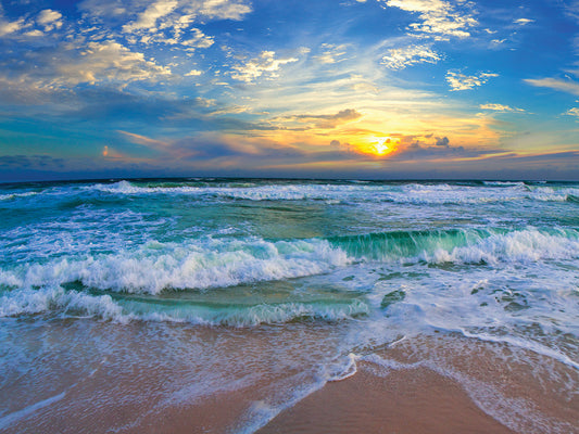Blue Beach Waves Sunset Tropical Seascape