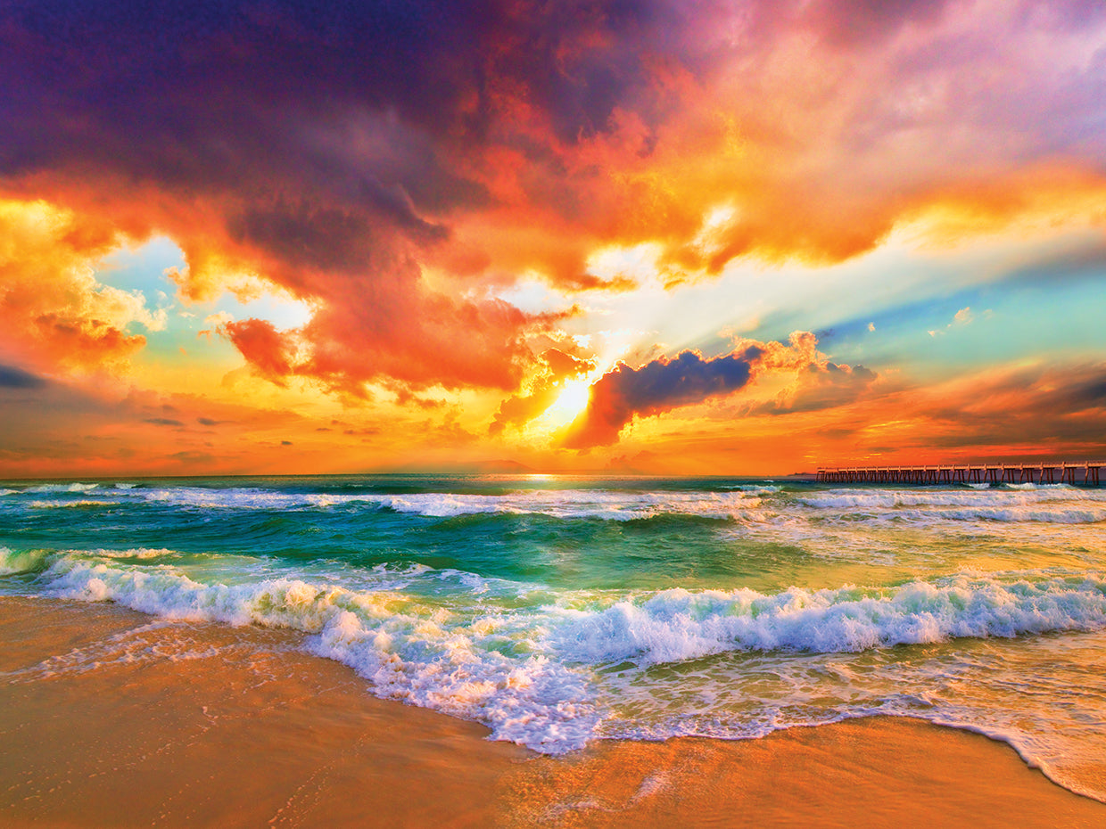 Red Orange Purple Beautiful Beach Sunset