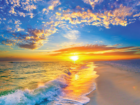 Golden Sunset Beach Blue Sky