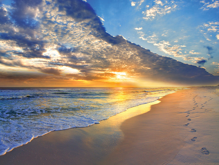 Gold Sunset Beach Waves Seascape