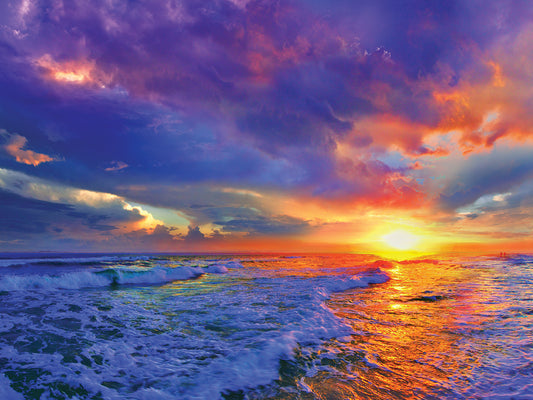 Romantic Pink Purple Cloud Sunset Beach