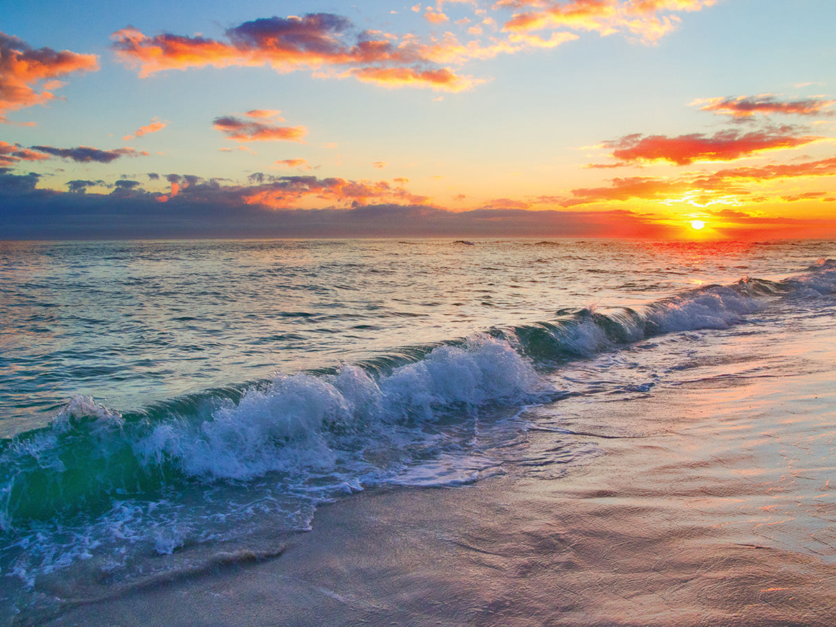 Vibrant Red Sunset Over Breaking Wave Destin