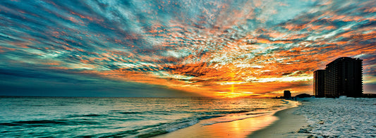 Panoramic Sunset Red Ray Blue Sky