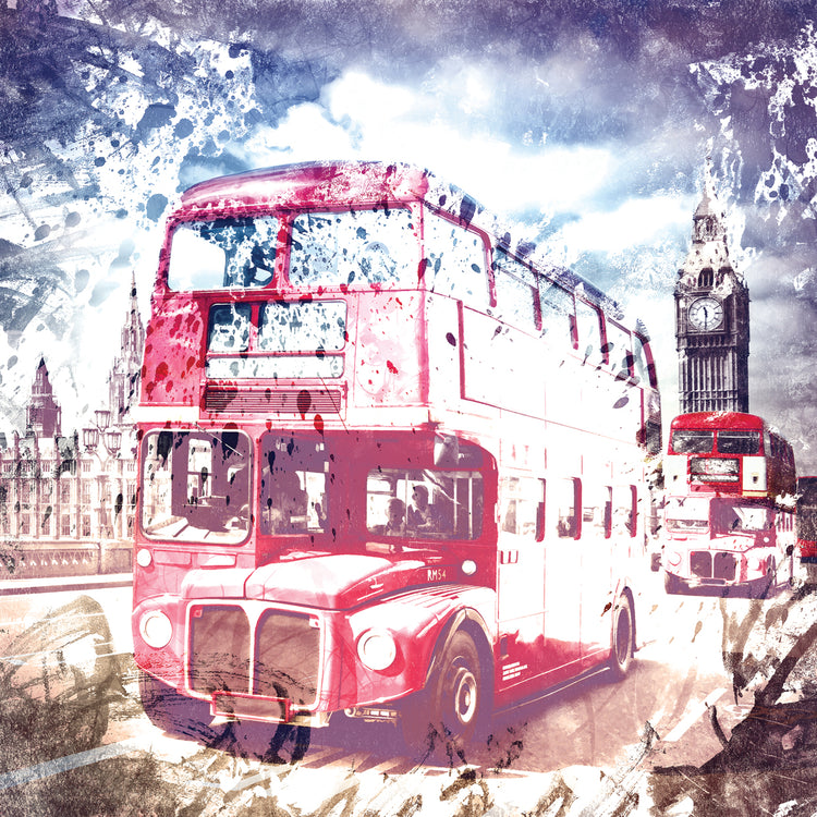 City Art LONDON Red Buses on Westminster Bridge