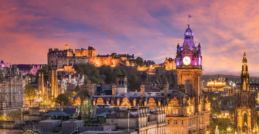 Fantastic Sunset in Edinburgh – Panoramic View Canvas Print