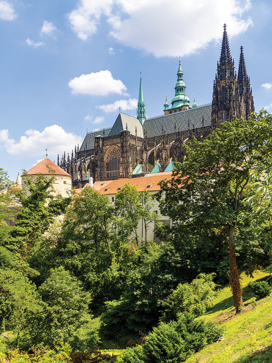 St. Vitus Cathedral with castle grounds and Stag Moat Canvas Print