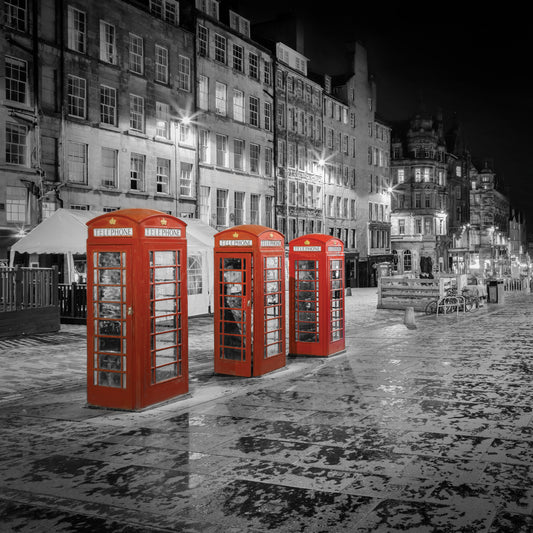 Red telephone boxes on Royal Mile Edinburgh Canvas Print