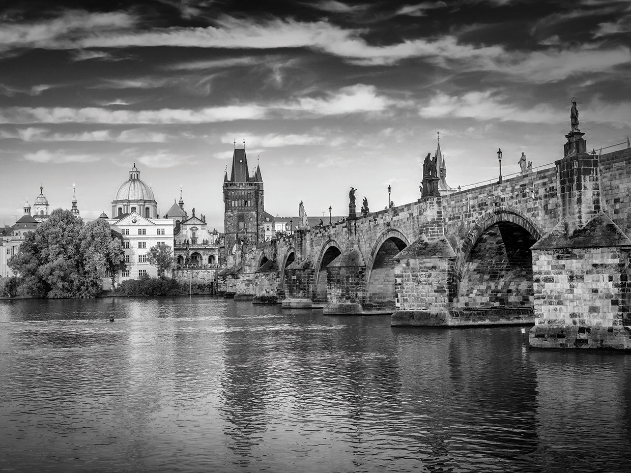 Vltava with Charles Bridge - Monochrome