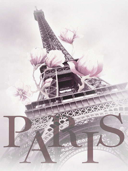 PARIS Magnolia Eiffel Tower - pink Canvas Print
