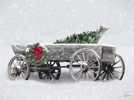 Snowy Christmas Wagon Canvas Print