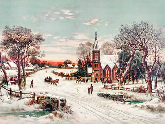 Yesteryear Christmas Church Canvas Print