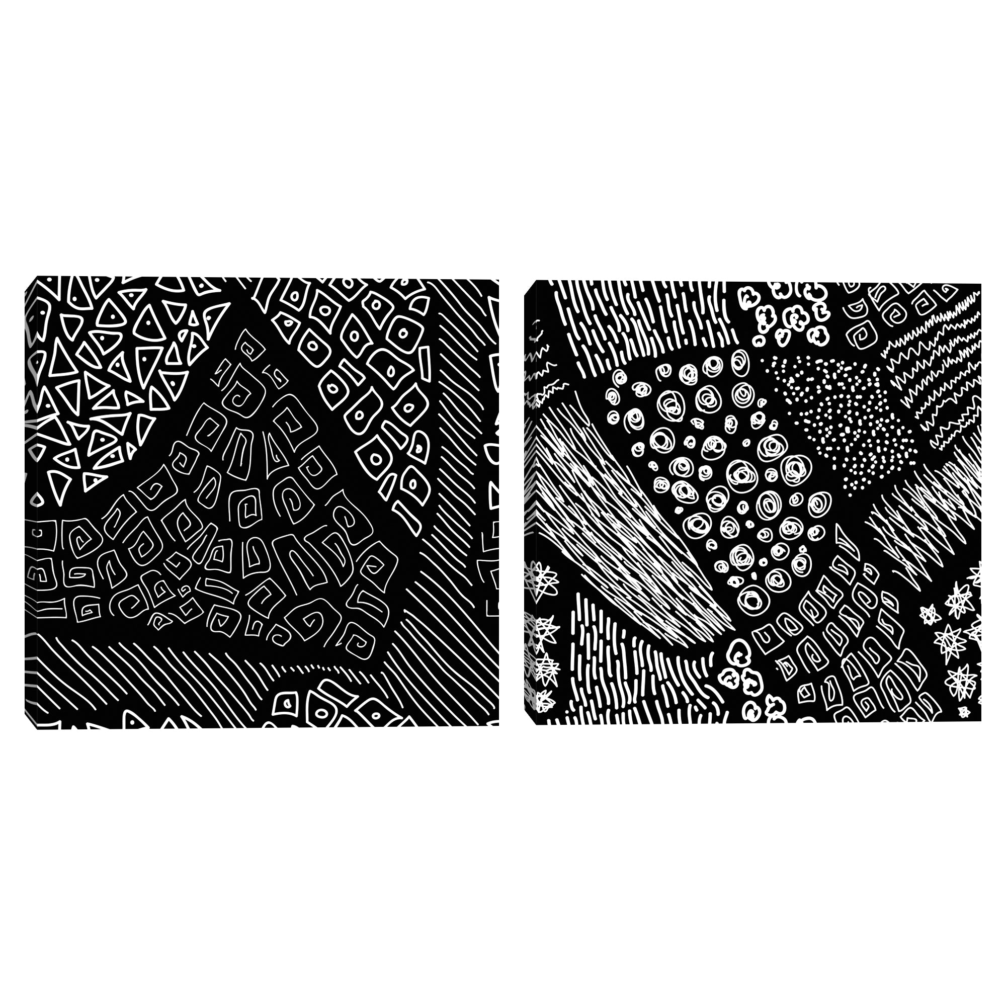 Hipsters Love Black & White on Black Line Doodles