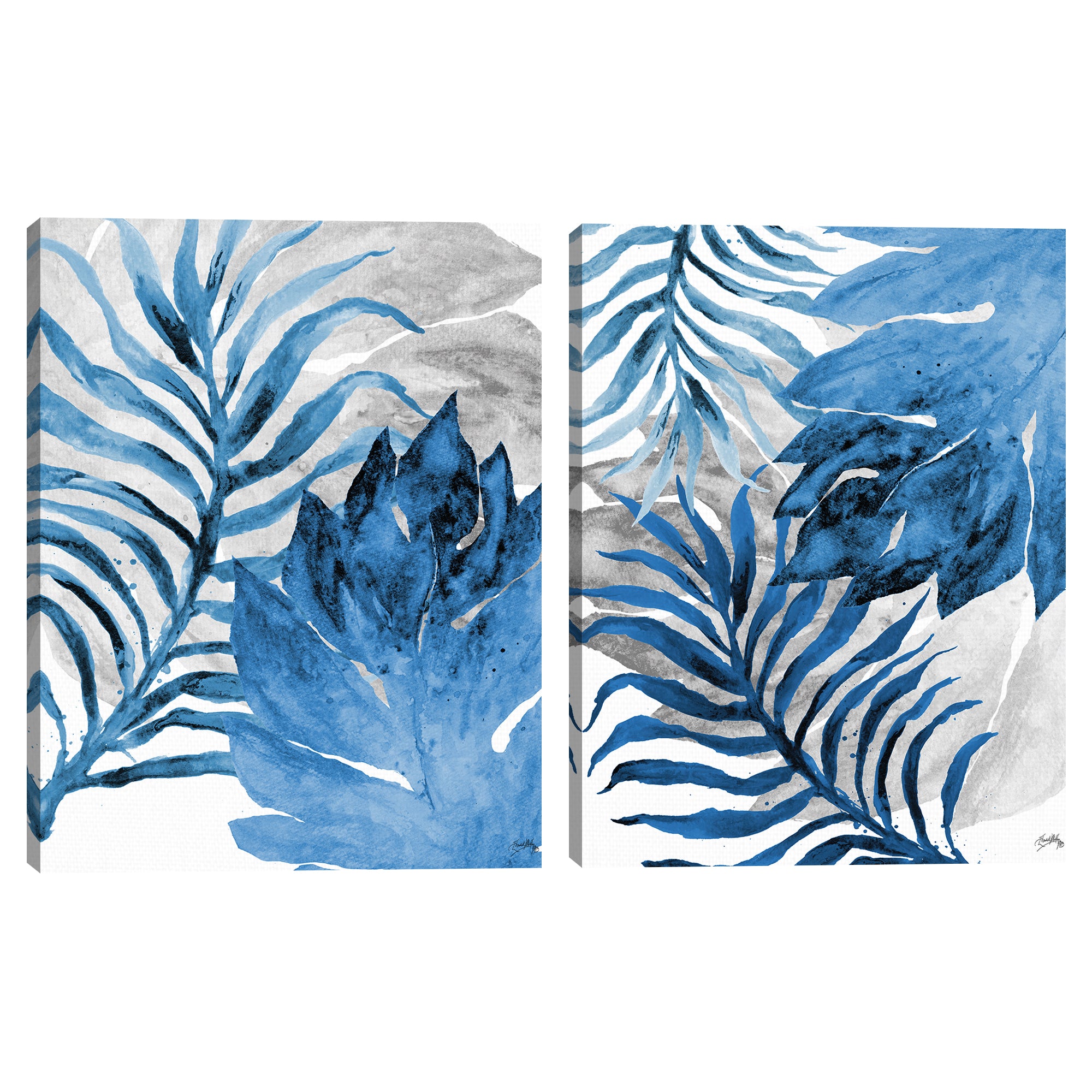 Blue Fern and Leaf I & II