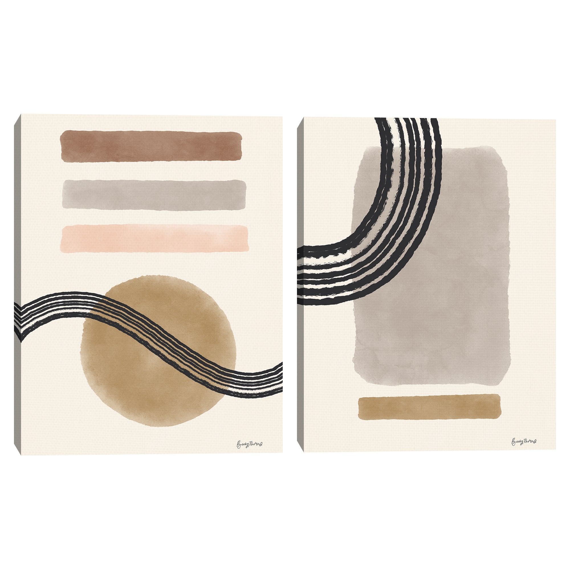 Geo Abstract II & IV Neutral Pink